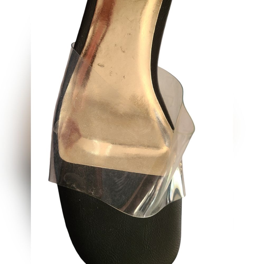 Women's BAMBOO Lucent-01 Open Toe Black with Clear Heel Size 9 - Picture 4 of 8